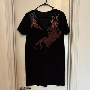 Zara Embroidered Black Dress